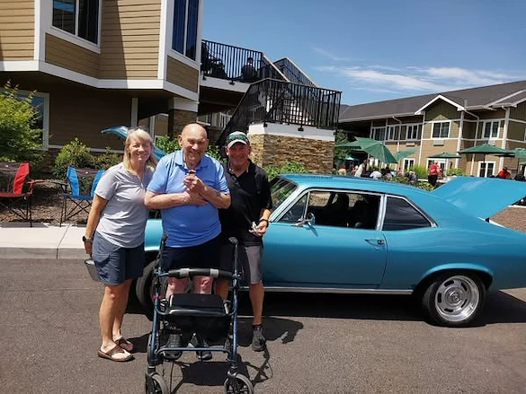Fieldstone Memory Care of Yakima Father's Day celebration with impressive cars