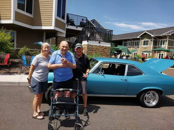 Fieldstone Memory Care of Yakima Father's Day celebration with impressive cars