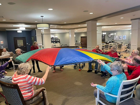 Pomeroy Living Orion residents staying active with a fun activity