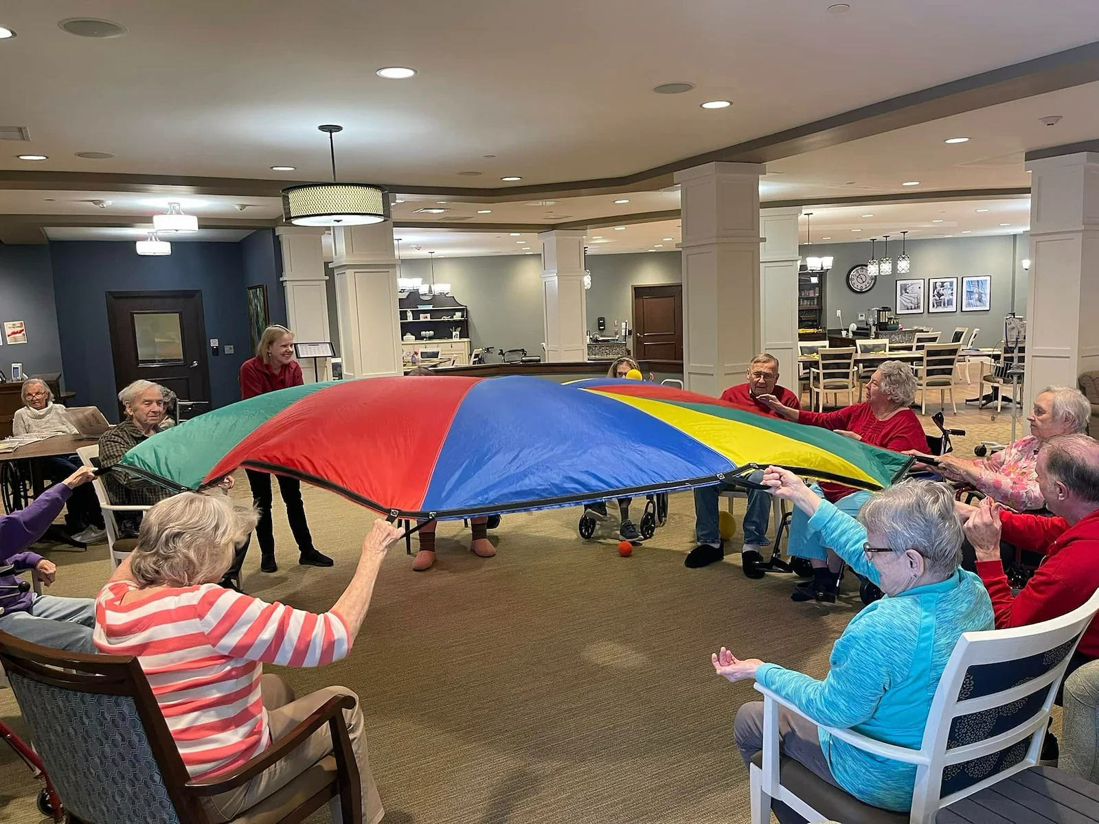 Pomeroy Living Orion residents staying active with a fun activity