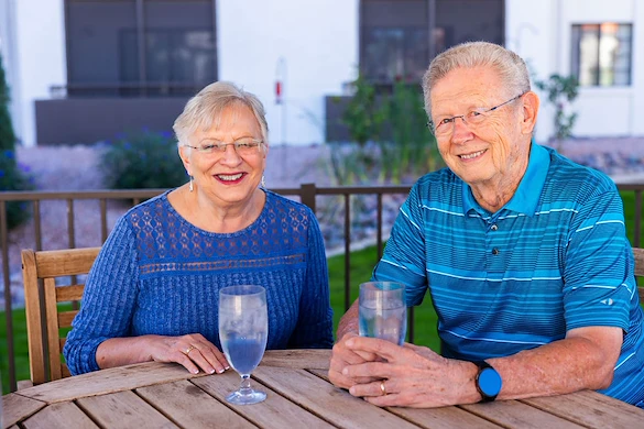 Couple under the gazebo at Fellowship Square Mesa
