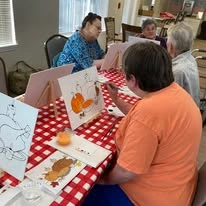 Chesterfield Heights Gracious Retirement Living Hawthorn Senior Independent Living in Midlothian, Virginia residents painting fall pictures