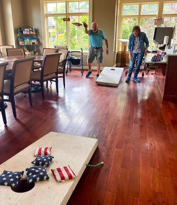 Mallard Cove Senior Living in Cincinnati, OH, resident activity - cornhole