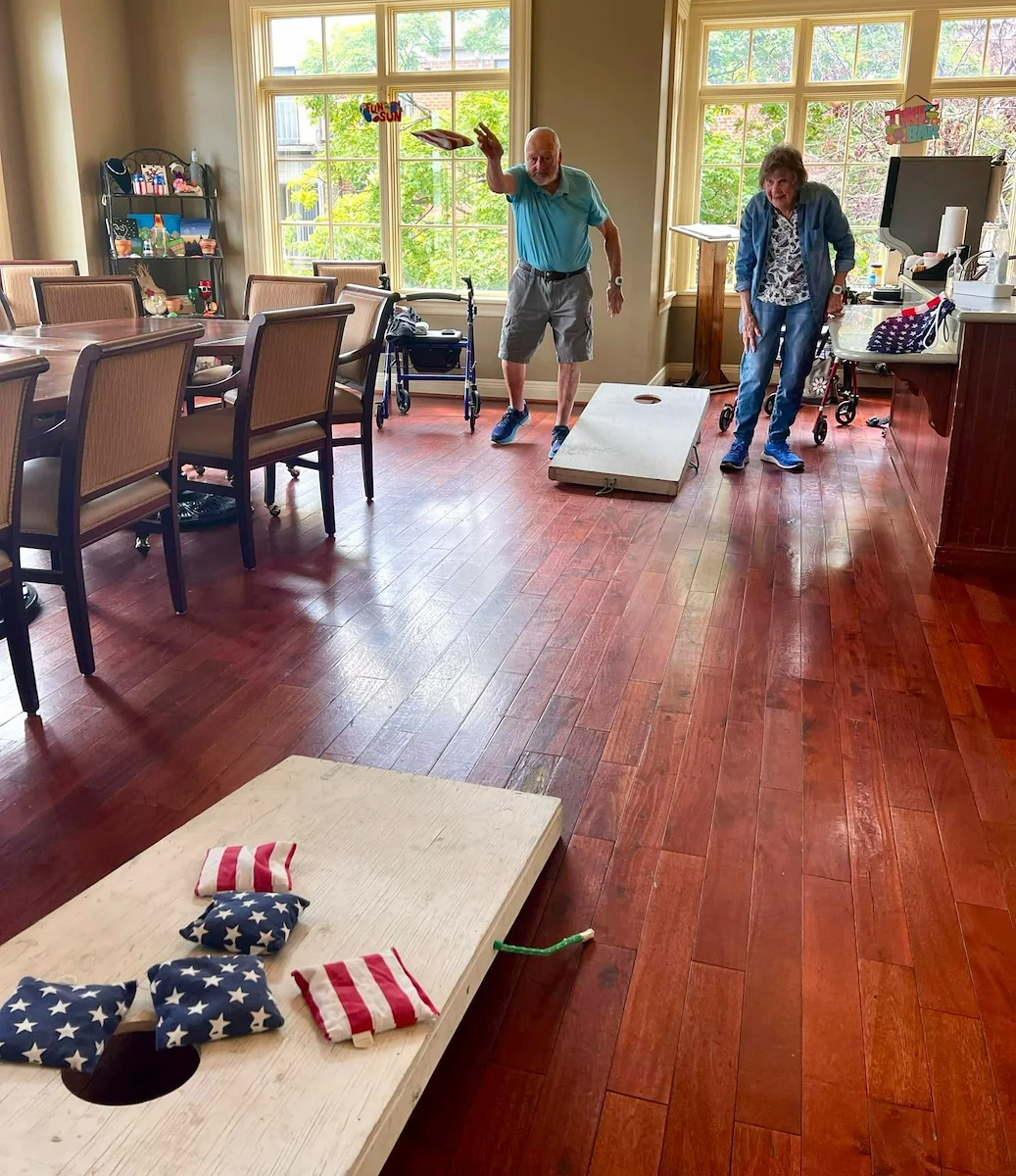 Mallard Cove Senior Living in Cincinnati, OH, resident activity - cornhole