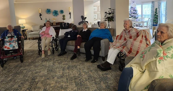 Charter Senior Living of Gallatin, Tennessee, residents gathered to watch a movie together