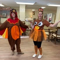 Chesterfield Heights Gracious Retirement Living Hawthorn Senior Independent Living in Midlothian, Virginia staff members dressed up for Thanksgiving