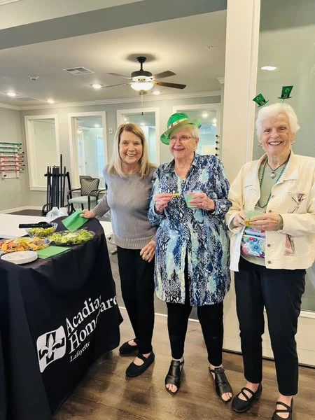 Two Vincent Senior Living residents at their St. Patrick's Day party