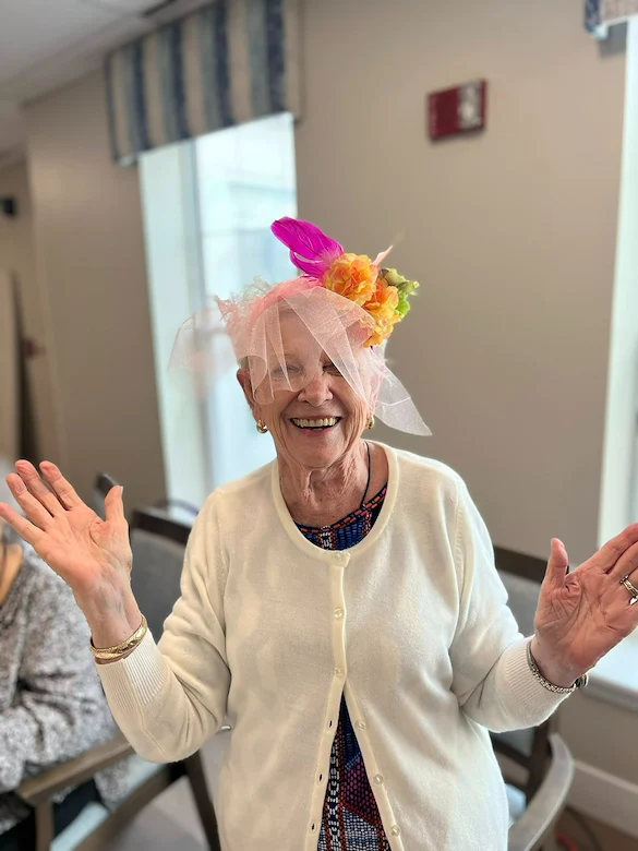 Charter Senior Living of Dedham in Dedham, MA, happy resident