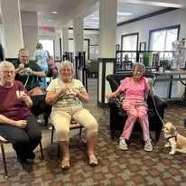 The Rio Grande Gracious Retirement Living Hawthorn Senior Independent Living in Rio Rancho residents with a dog