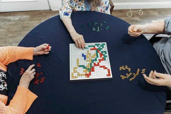 Residents playing word game