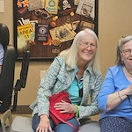 Residents of Washington Commons relax at their Wine Down Wednesday