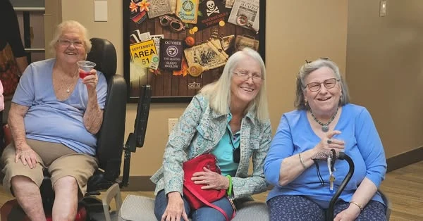 Residents of Washington Commons relax at their Wine Down Wednesday