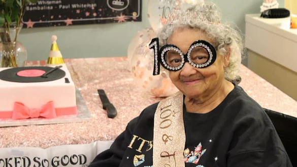 Grace Point Place Assisted Senior Living Memory Care in Oak Lawn, IL resident celebrating 100th birthday