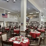 dining room tables set for a party at alishan Gracious Retirement Living Hawthorn Senior Independent Living in Spring Hill, Florida