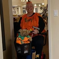 Steeplechase Gracious Retirement Living Hawthorn Senior Independent Living in Oxford, Florida resident dressed up in a Halloween costume