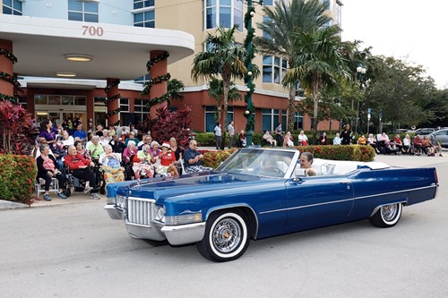 John Knox Village Of Florida, Inc. CCRC senior living in Pompano Beach, FL residents enjoying a car show