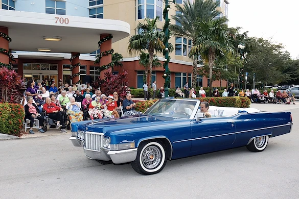 John Knox Village Of Florida, Inc. CCRC senior living in Pompano Beach, FL residents enjoying a car show
