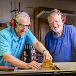 Hillside Senior Living in McMinnville, OR, residents staying engaged through a woodworking project