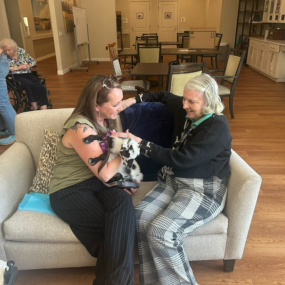 The Barclay at Charlottesville resident enjoys visit from a goat