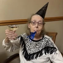 St Mary’s Manor Assisted Living in South Milwaukee, Wisconsin resident celebrating the New Year