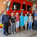 The Peaks At Santa Rita Active Retirement Living Hawthorn Senior Independent Living in Green Valley, Arizona residents in front of a fire truck