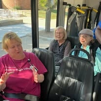 Ascension Living Bethlehem Woods Village senior living community offering independent living, assisted living, and memory care in La Grange Park, IL, residents on community bus