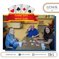 Lenox on the Lake senior living community offering assisted living and memory care in Lauderhill, FL, residents playing cards