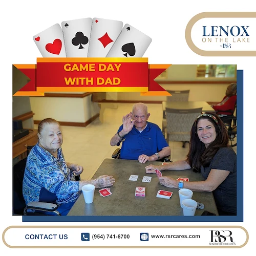 Lenox on the Lake senior living community offering assisted living and memory care in Lauderhill, FL, residents playing cards