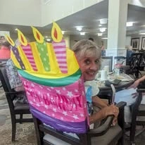 birthday girl at Summit Glen Gracious Retirement Living Hawthorn Senior independent Living in Colorado Springs, Colorado