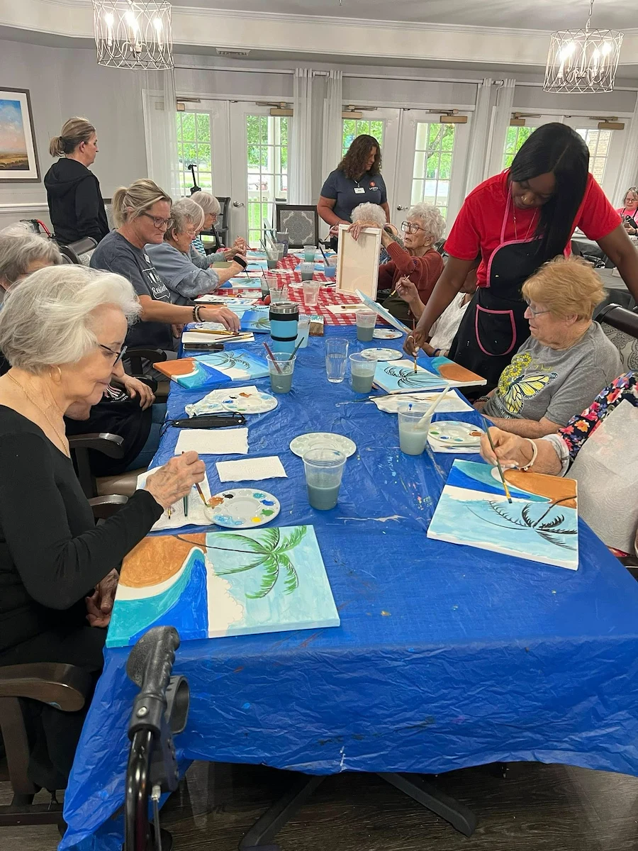 Charter Senior Living of Franklin in Franklin, Tennessee, residents embracing creativity through painting