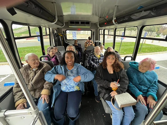 Charter Senior Living of Fredericksburg, Virginia, residents on community van for an outing