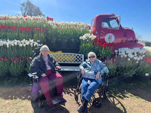 The Village at Keizer Ridge Assisted Living and Memory Care fun resident outing to a tulip farm
