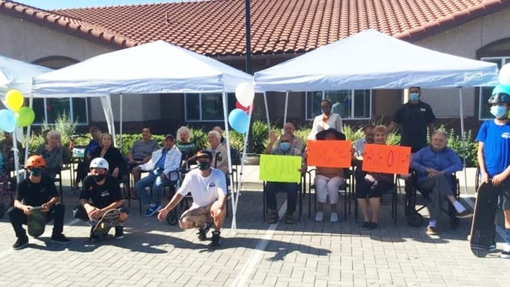 Professional Skateboarder Visits Residents of Vineyard Place Memory Care
