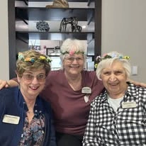 Marlton Gardens Gracious Retirement Living Hawthorn Senior Independent Living in Marlton, New Jersey residents wearing flower crowns