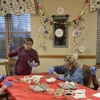 St Mary’s Manor Assisted Living in South Milwaukee, Wisconsin residents dying Easter eggs