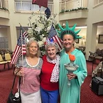 Cypress Springs Gracious Retirement Living Hawthorn Senior Independent Living in Lakewood Ranch, Florida residents dressed up for independence day