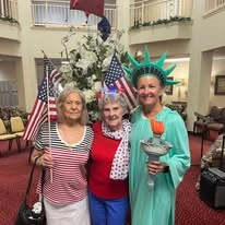 Cypress Springs Gracious Retirement Living Hawthorn Senior Independent Living in Lakewood Ranch, Florida residents dressed up for independence day