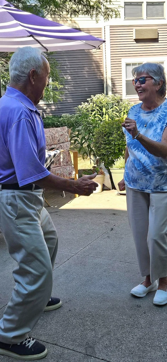 Aberdeen Crossings by New Perspective, senior living community offering assisted living in Highland Heights, OH, residents dancing