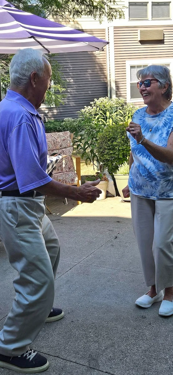 Aberdeen Crossings by New Perspective, senior living community offering assisted living in Highland Heights, OH, residents dancing