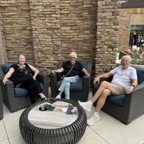 The Villas at Ovation Independent Senior Living in Washington, Utah residents relaxing outdoors