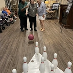 American House Stone senior living community offering independent living and respite care in Rochester Hills, MI, residents bowling