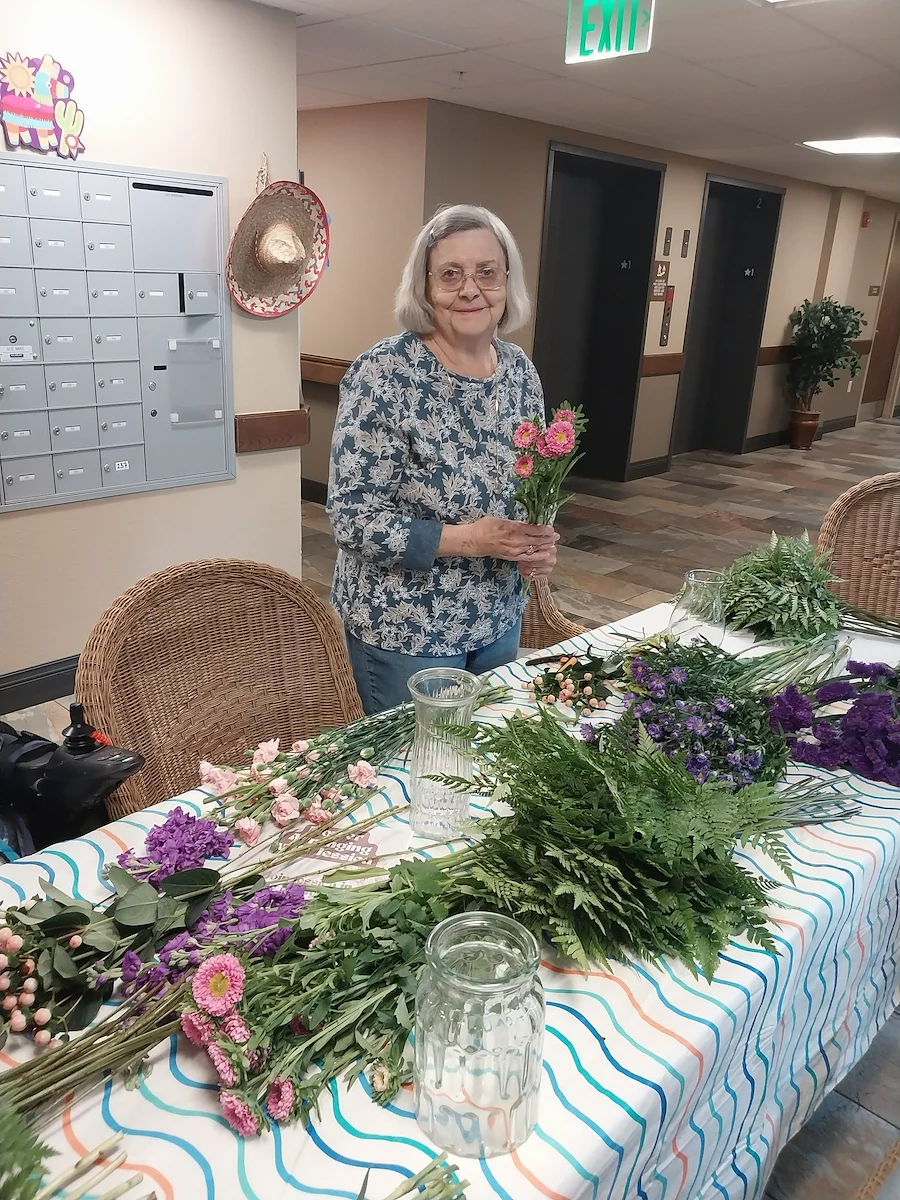 Fieldstone Memory Care of Yakima Mother's Day celebration with floral arrangements
