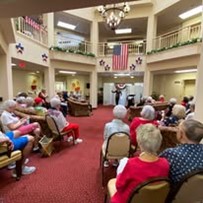 The Palms At La Quinta Gracious Retirement Living Hawthorn Senior Independent Living in La Quinta, California residents gathered