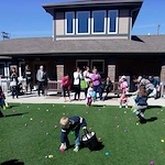 Porter Place Assisted Senior Living Memory Care in Tinley Park, IL residents at an Easter egg hunt