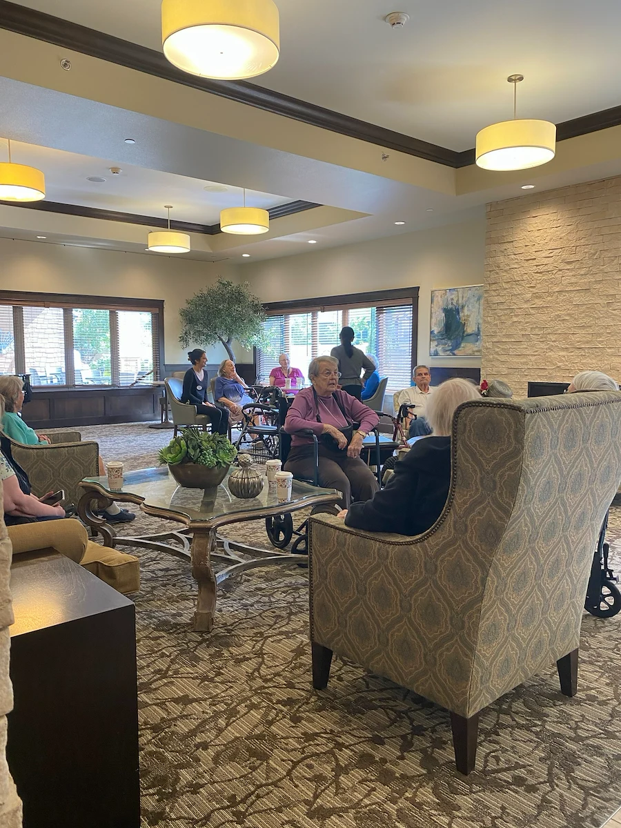 The Village at Keizer Ridge Assisted Living and Memory Care residents enjoy others' company and socializing