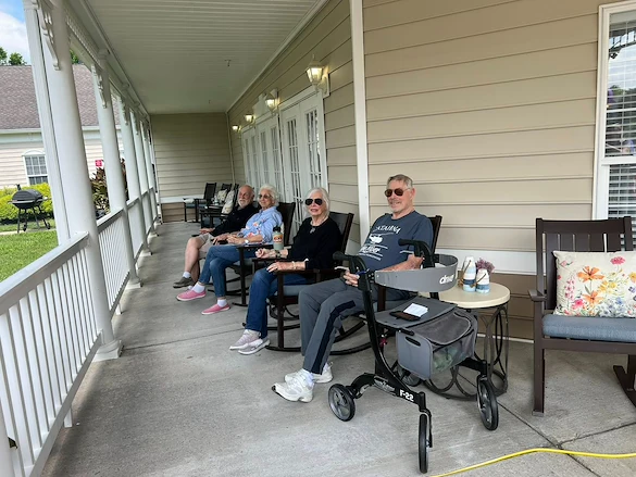Charter Senior Living of Franklin in Franklin, Tennessee, residents socializing outside