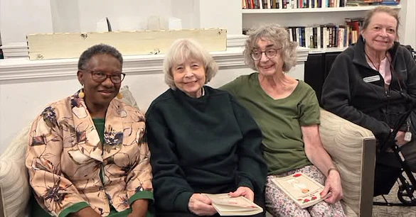 The Blake at Charlottesville residents enjoying April's book club