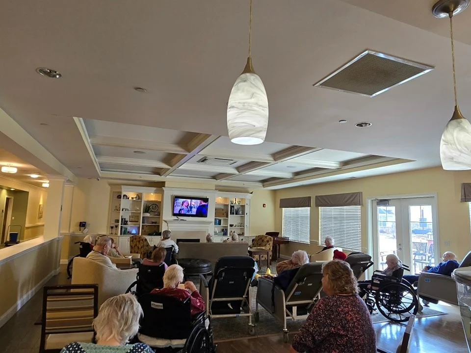 Pomeroy Living Northville residents watching a movie