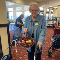 Estrella Estates Gracious Retirement Living Hawthorn Senior Independent Living in Goodyear, Arizona resident on an Easter egg hunt