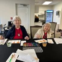 Jordan Oaks Gracious Retirement Living Hawthorn Senior Independent Living in Cary, North Carolina residents painting